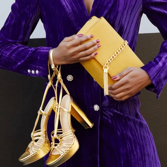 Strappy Gold Platform Sandal - Picture 2 of 3